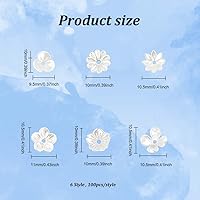 Vista 2 de DICOSMETIC 600 tapas de cuentas de flores de 6 estilos de 9.5-10.5 x 10-11 x 0.118-0.177 in, color blanco cremoso, cuentas espaciadoras de plástico