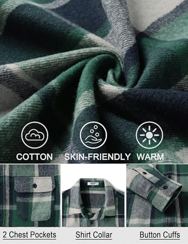 Image of COOFANDY Mens Flannel Shirts Long Sleeve Plaid Shirt Jacket Button Down Shirt with Pockets
