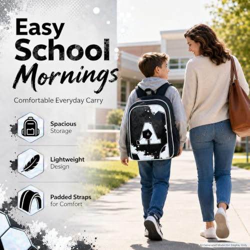 Image of gxtvo 3PCS Boys Soccer Backpack, 17 inch Kids Football Backpack with Lunch Box, Water Resistant Middle Elementary School Bag - Soccer A