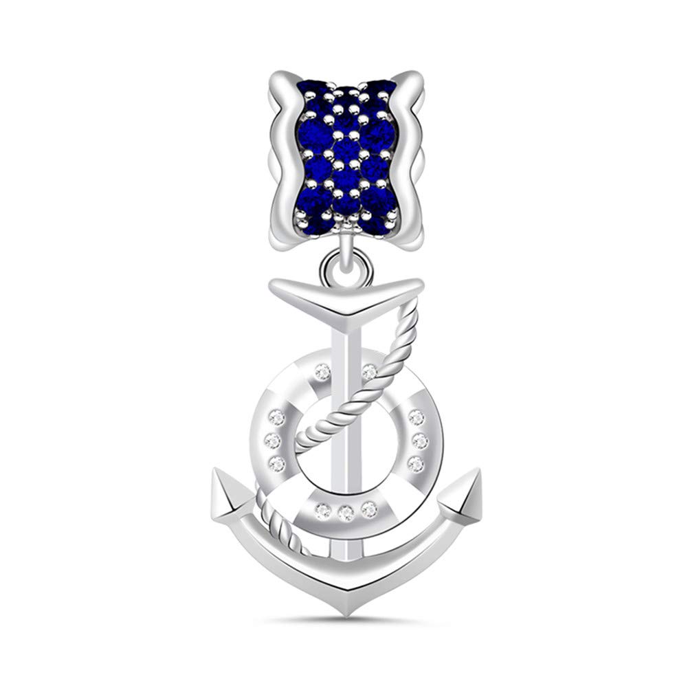 GNOCE Seaside Thema Anker Anhänger Charm 925 Sterling Silber Meine Abenteuerreise Anhänger Charms mit Zirkonia für Armbänder Halsketten Damen