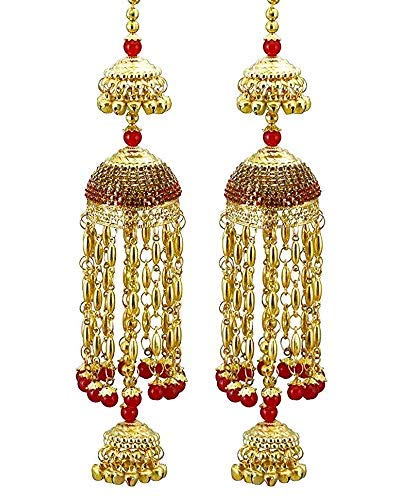 Fancy Punjabi Copper Red Golden kalere/Kaleera/Kalera/Bridal Hand Hanging/kaleera for Brides/Girls/Women Stone Premium Range by Indian Collectible