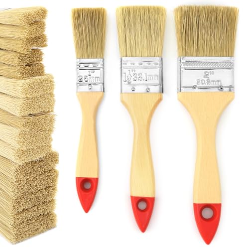 QWORK® de 15 Piezas Juego de Pinceles Planos 25/38/50 mm - con Mango de Madera y virola metálica Segura