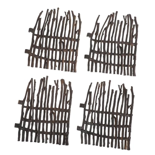 ABOOFAN 4個 ミニチュアフェンス 建築模型用 ミニランドスケープ飾り 簡単設置 高精細ミニチュア装飾 ガーデンエッジ 小型置物