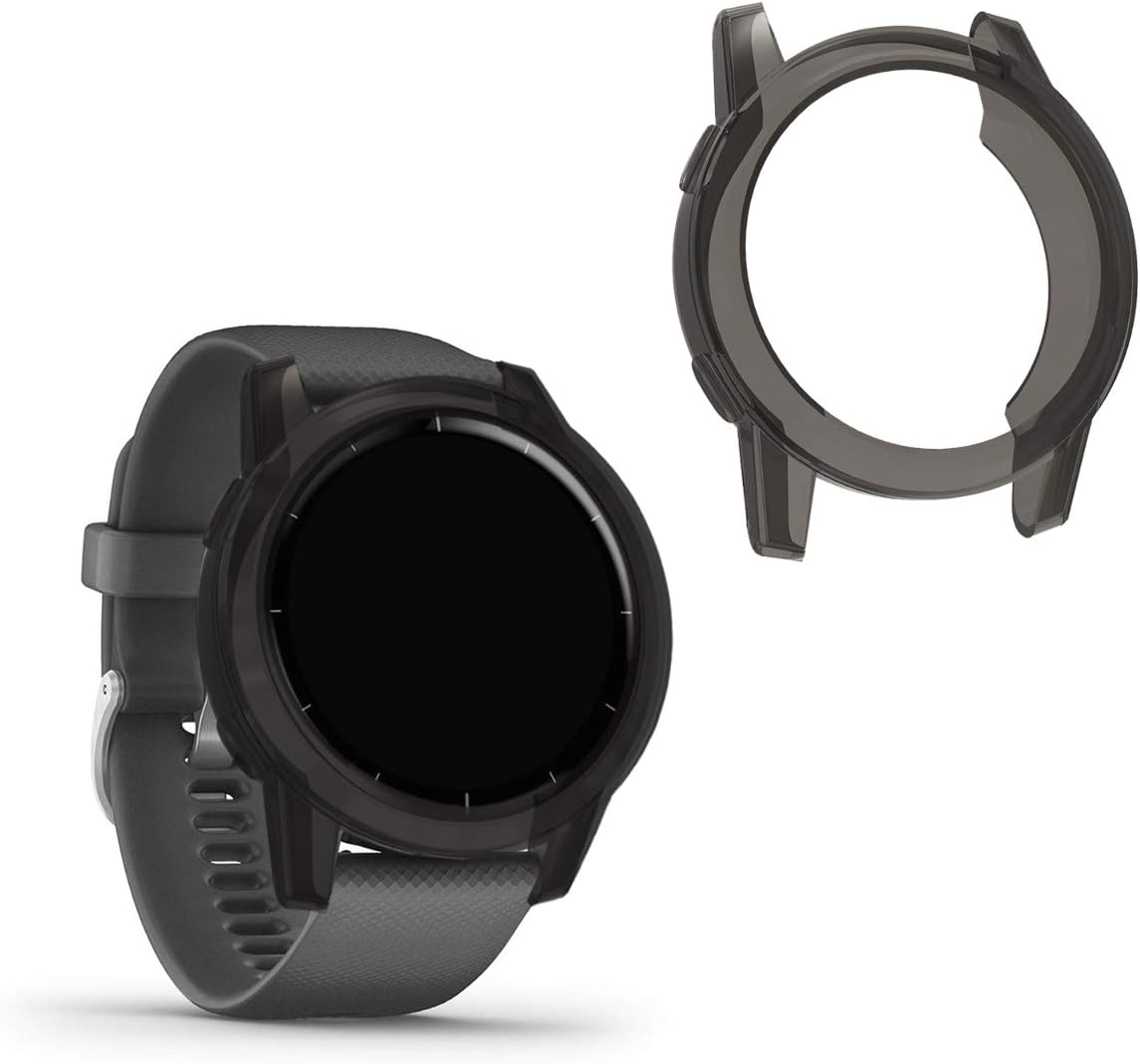 kwmobile Frame Cover Compatible with Garmin Vivoactive 4 (45 mm) Cover (2-Pack) - Clear Silicone Case - Black/Transparent