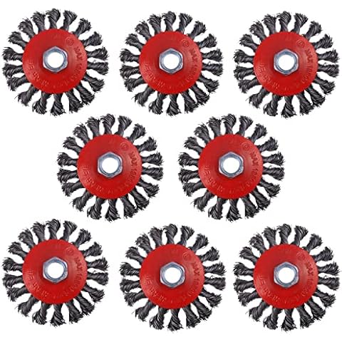 WENORA 8 Pack 4 Inch Wire Wheels for Angle Grinder, Wire Brush Wheel for 4 1/2 Angle Grinder, Twist Knotted Carbon Steel Angle Grinder Wire Wheel with 5/8" Thread Arbor Cover