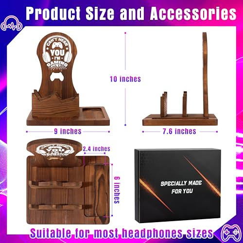 Gamer Gifts for Teen Boy, Gamer Accessories Stuff, Gaming Gifts for Son, Boyfriend, Husband, Wooden Headphone Stand - Image 4