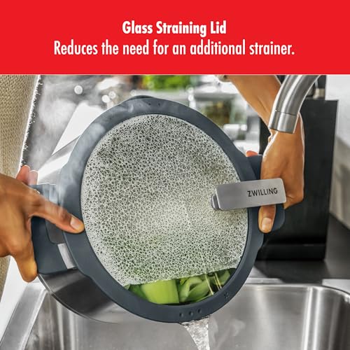 ZWILLING Simplify Set di pentole in acciaio inox, 5 Pezzi, Con fori integrati nel coperchio, Anche per piani a induzione, Argento-Nero - immagine 6