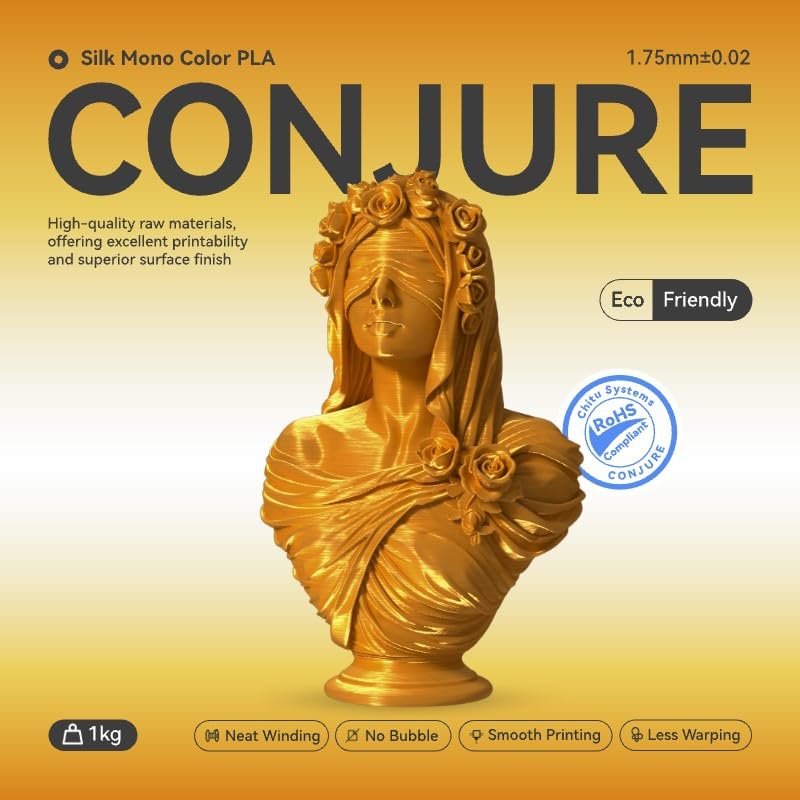 Image of Chitu Systems Conjure Silk Dark Gold PLA 3D Printer Filament 1.75mm,Metal-Like Shiny Consumables 1kg (2.2lbs) 1 Spool, Dimensional Accuracy + /- 0.02 mm