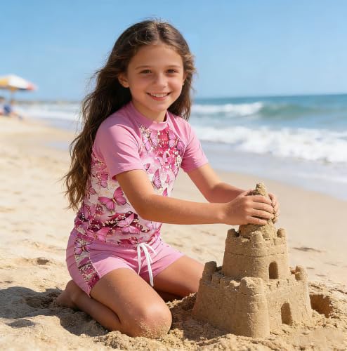 Image of Lovekider Girls Swimsuits 2 Piece Rash Guard Liner Bathing Suit Shorts Set