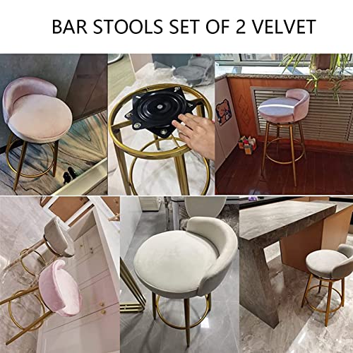 Tabouret de salon velours confortable avec piètement métal moderne - 8