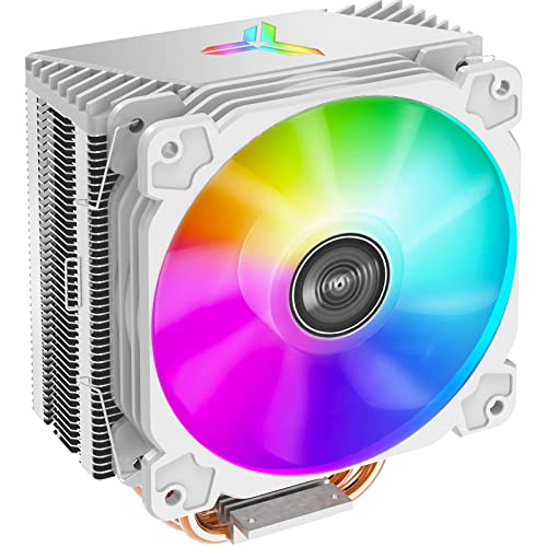 JONSBO CR1000 RGB CPU Air Cooler, CPU Cooling Fan 4 Warmth Pipes, Detachable 120mm PWM Fan, AMD Ryzen AM3 AM4, Intel LGA 1200 115X, Air Cooling Fan for CPU, White