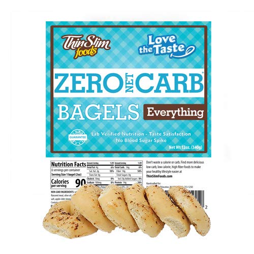 ThinSlim Foods 90 Calorie, 0g Net Carb, Love The Taste Low Carb Everything Bagels