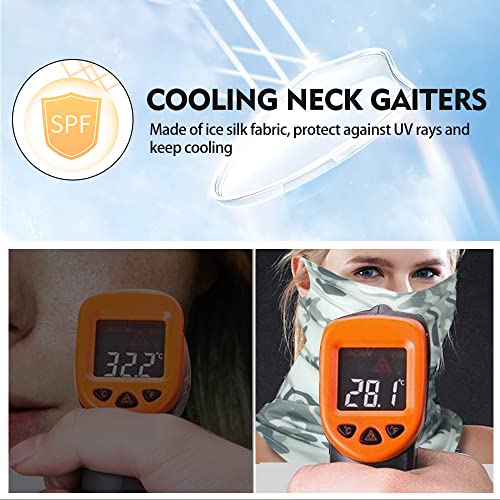 Ciyuhome Cooling Neck Gaiter Camo Face Mask With Ear Loops,Ice Silk Shield Scarf Cover For Men Women Motorcycle Cycling #TOP2