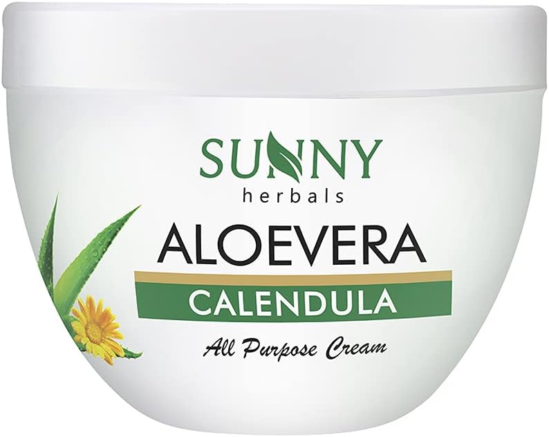 Sunny Herbals Aloevera & Calendula All Purpose Face Cream | Helps Prevent Scarring & Sunburn | Calendula Suitable For Delicate Skin | Aloevera Helps To Moisturize Skin & Gives a Healthy Glow, 250 gm