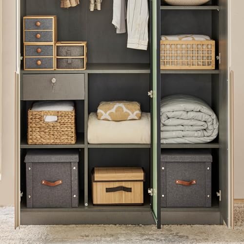 Image of Home Centre | Tiffany | Engineered Wood | 3 Door Swing Wardrobes | Grey | 1 Year Warranty