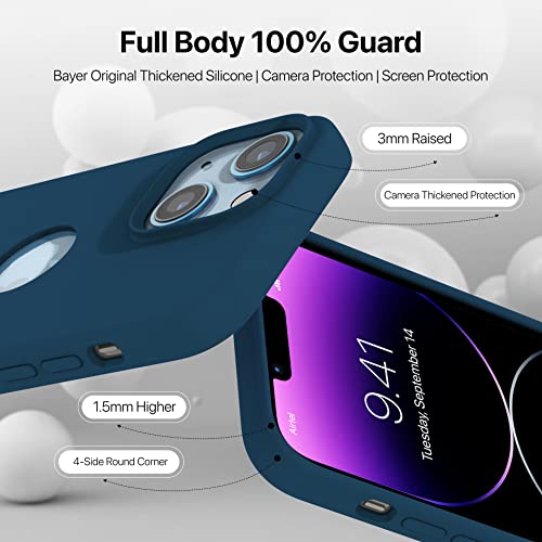 Image of Vaku Luxos Liquid Silicon Logo-Cut for iPhone 14 Plus Cover Case, Soft TPU, Shockproof, Scratch Resistant, 6 Feet Drop Protection, Compatible with iPhone 14 Plus Back Cover - Navy Blue
