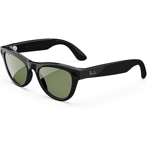Ray-Ban Meta (Gen 2), Skyler, Shiny Black | Smart AI Glasses for Men, Women — 2x Battery Life — 3K Ultra HD Resolution — 12 MP Ultra-Wide Camera, Audio, Video — Green Lenses — Wearable Technology
