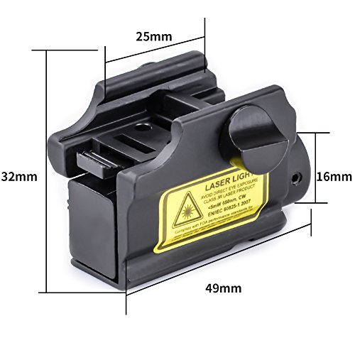 MCCC 650nm Red Laser Sight Red Dot Sight for Pistols Rail Mounted with Remote Pressure Switch