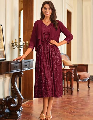 Image of GRACE KARIN 2025 Women's Two Piece Sequin Dress with Jacket Mother of The Bride Dresses Homecoming Wedding Guest Dresses