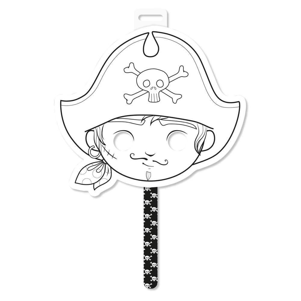Avenue Mandarine - Ref GY058O - Máscara Graffy Stick - Pirata - Personalizar con bolígrafos, pinturas, lápices de colores - 24 x 37,5 cm, laminado en cartón, apto para mayores de 5 años