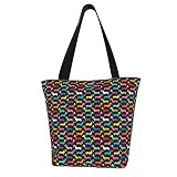 antcreptson Retro Dogs Dachshund Canvas Tote Bag for Women Travel Work Shopping Grocery Top Handle P
