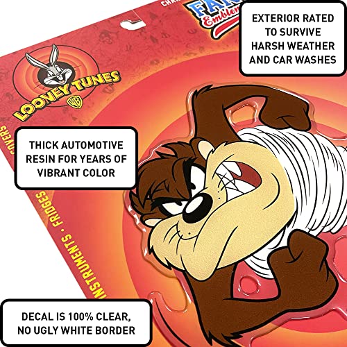 Image of Fan Emblems Taz Car Decal Car Decal, Classic Looney Tunes Character (Automotive Domed, Transparent, 5.75 x 5.37 x 0.10 inches)