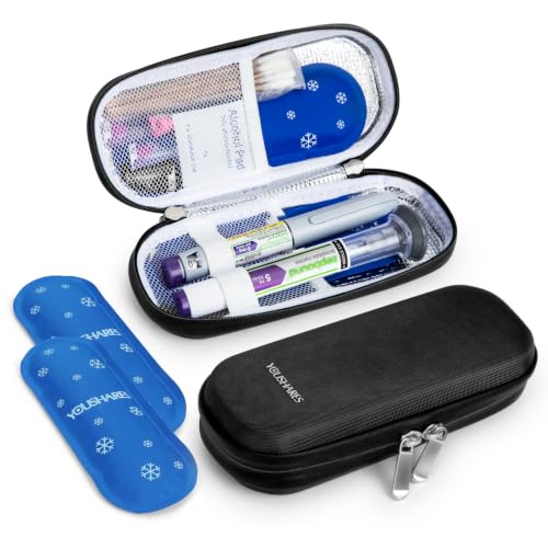 Image of YOUSHARES GLP-1 Cooler Travel Case for 2 Zepbound, Mounjaro & Insulin Pens | 2 TSA Approved Ice Packs, Fits GLP-1 Pens & Diabetes Supplies, Insulated Medicine Cooling Bag for Medication Storage & Travel