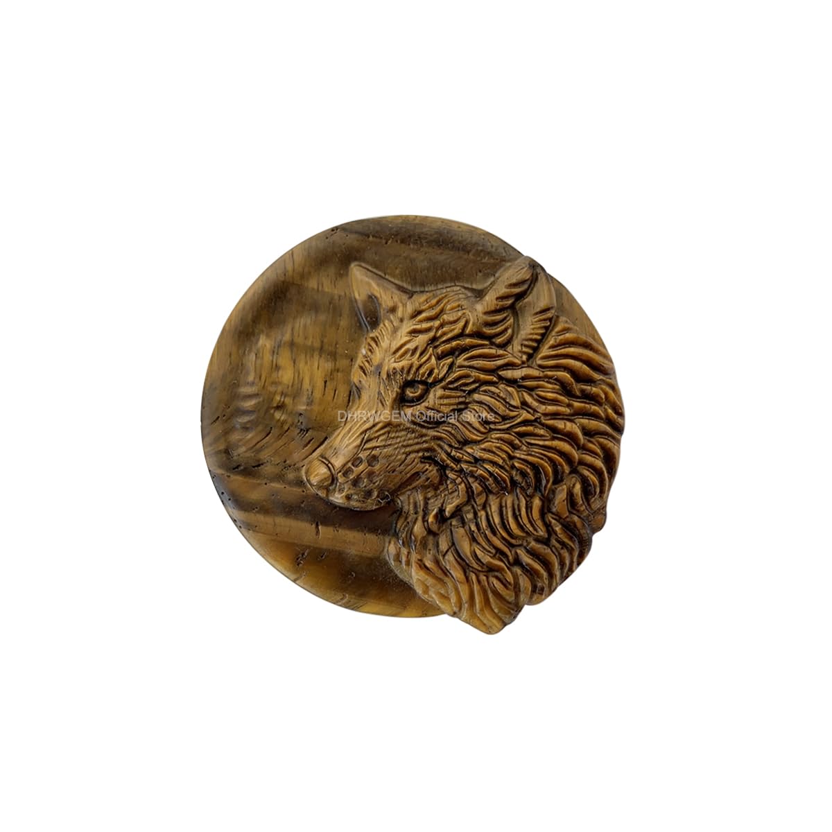 DHRWGEMDiameter 1.6inche Natural Crystal 3D Relievo Quartz Crystal Wolf Head Skull Crystal Healing Crystal Gifts Home Decoration DH-CWHS (Tiger Eye Stone)