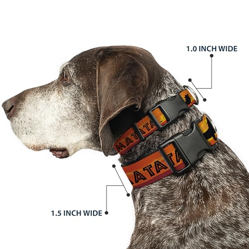 Buckle-Down Plastic Clip Collar - Lion King Hakuna Matata Sunset Oranges/Black - 1' Wide - Fits 15-26' Neck - Large