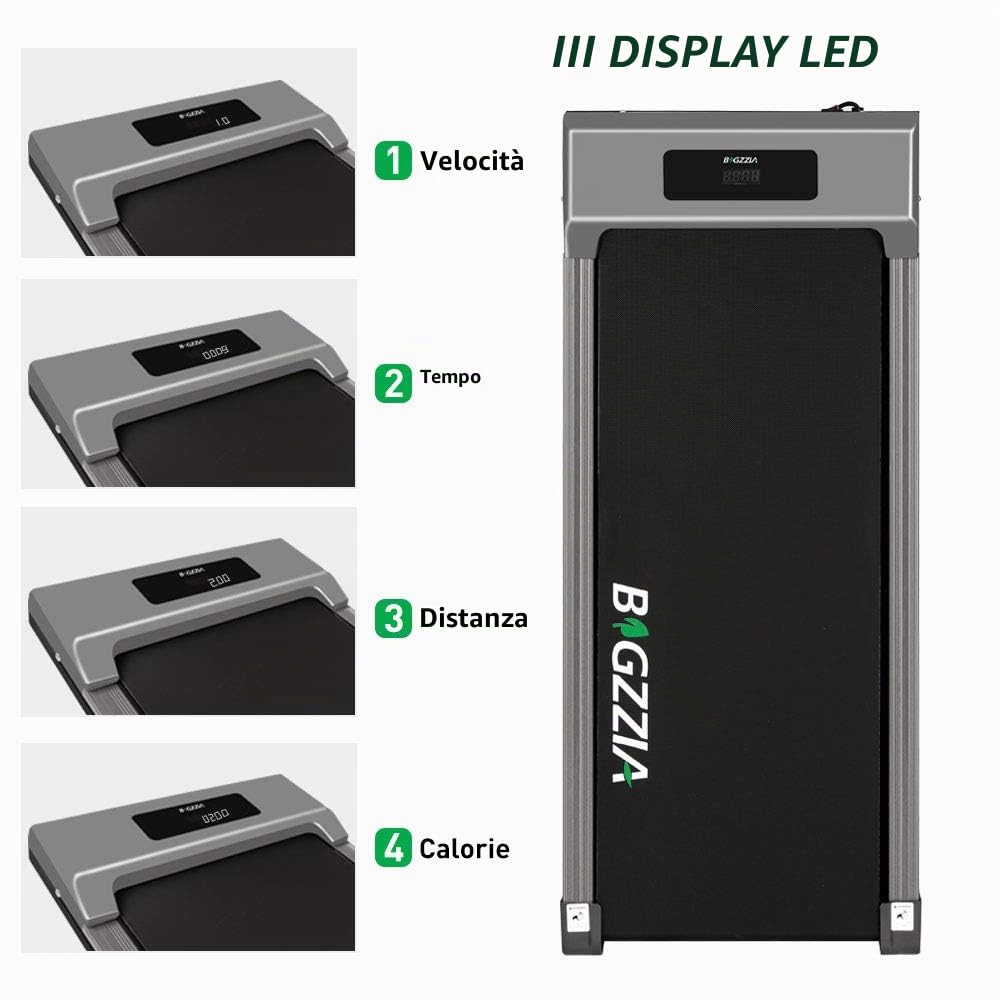 Bigzzia Tapis Roulant Elettrico Pieghevole,Walking Pad 8 km/h,Tappeto Corsa Extra Large 42CM,con telecomando e display LCD