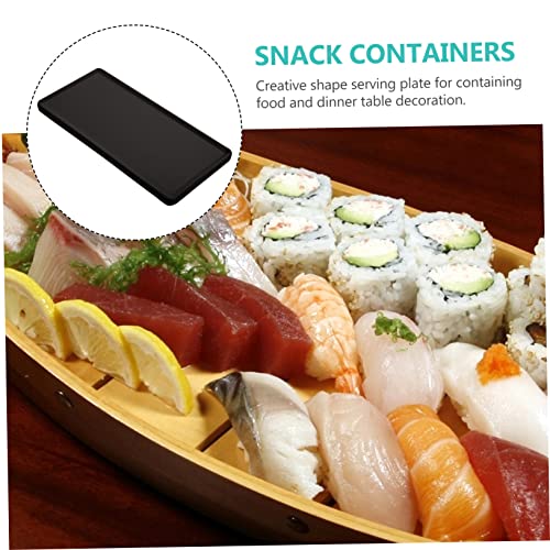 Plato rectangular negro mate de cerámica estilo japonés miniatura 5