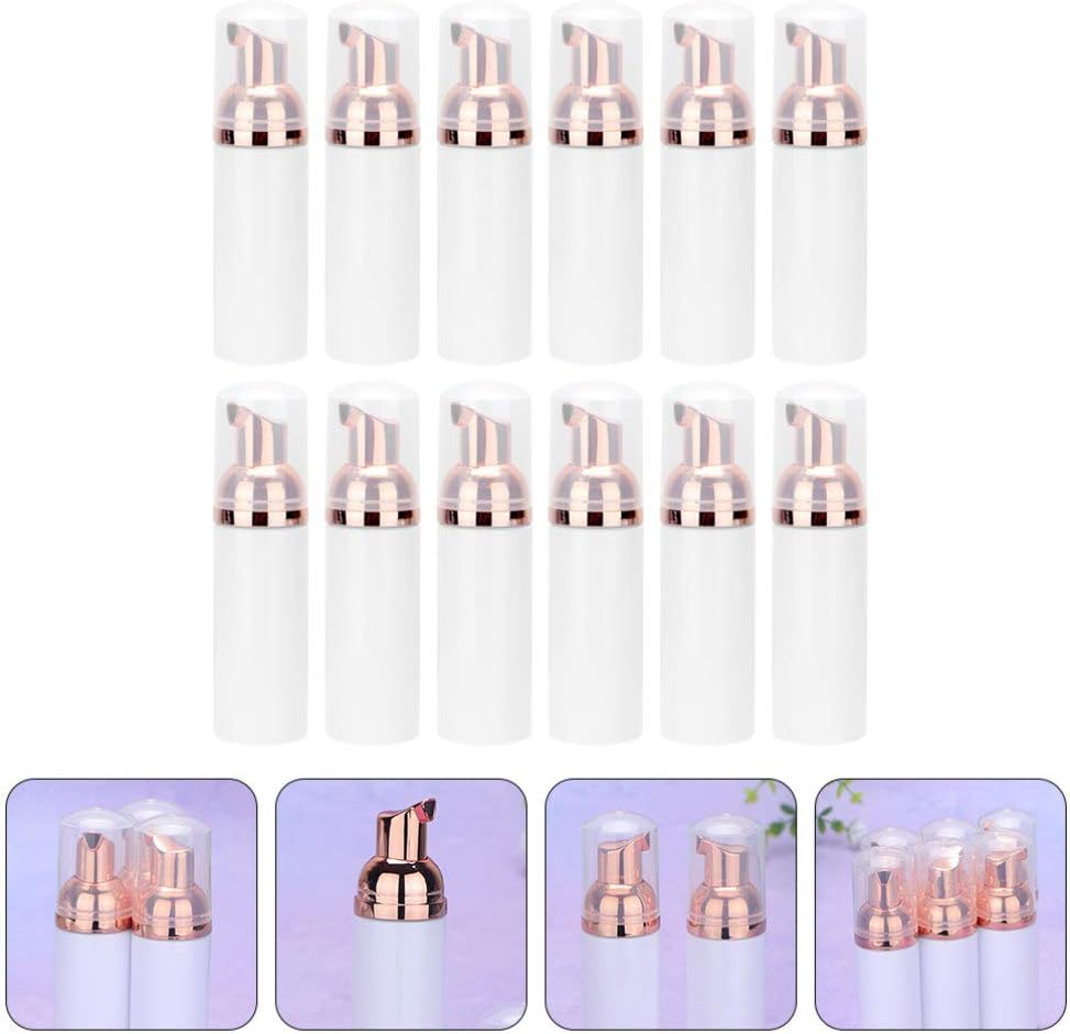 12Pcs Foam Bottle with Pump Empty Travel Foaming Portable Facial Foaming Bottles for Shampoo Body Wash 30ml Rose Gold