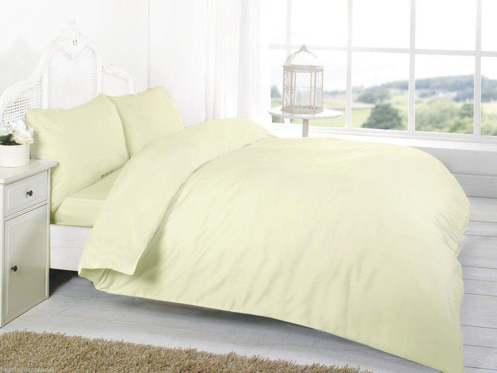 Amigozone Cream Luxury 100% Egyption Cotton Duvet Cover Set Plain 200 Thread Count (Single, )