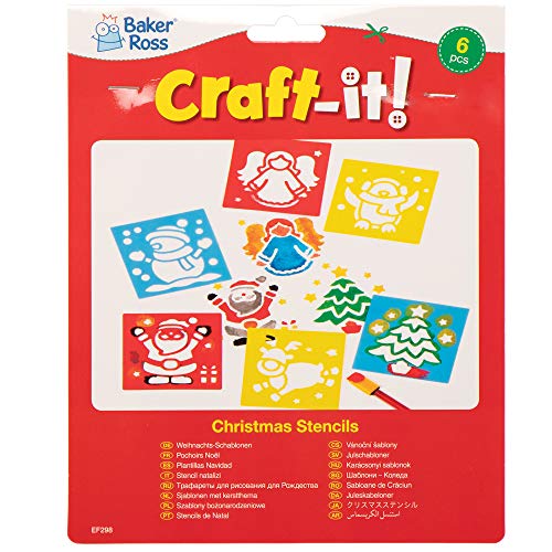 Baker Ross Ef298 Christmas Stencils Set Of 6 - Festive Painting Crafts For Kids Personalization Art Activities #TOP5