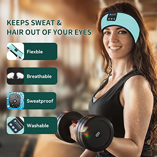 Schlafkopfhörer Bluetooth Sport Stirnband, Schlaf Kopfhörer Schlafmaske Drahtlose Musik Schlaf Kopfhörer Bluetooth Kopfhörer mit ultradünnen HD Stereo für Schlafen Joggen Yoga Meditation (Blau) - Image 5