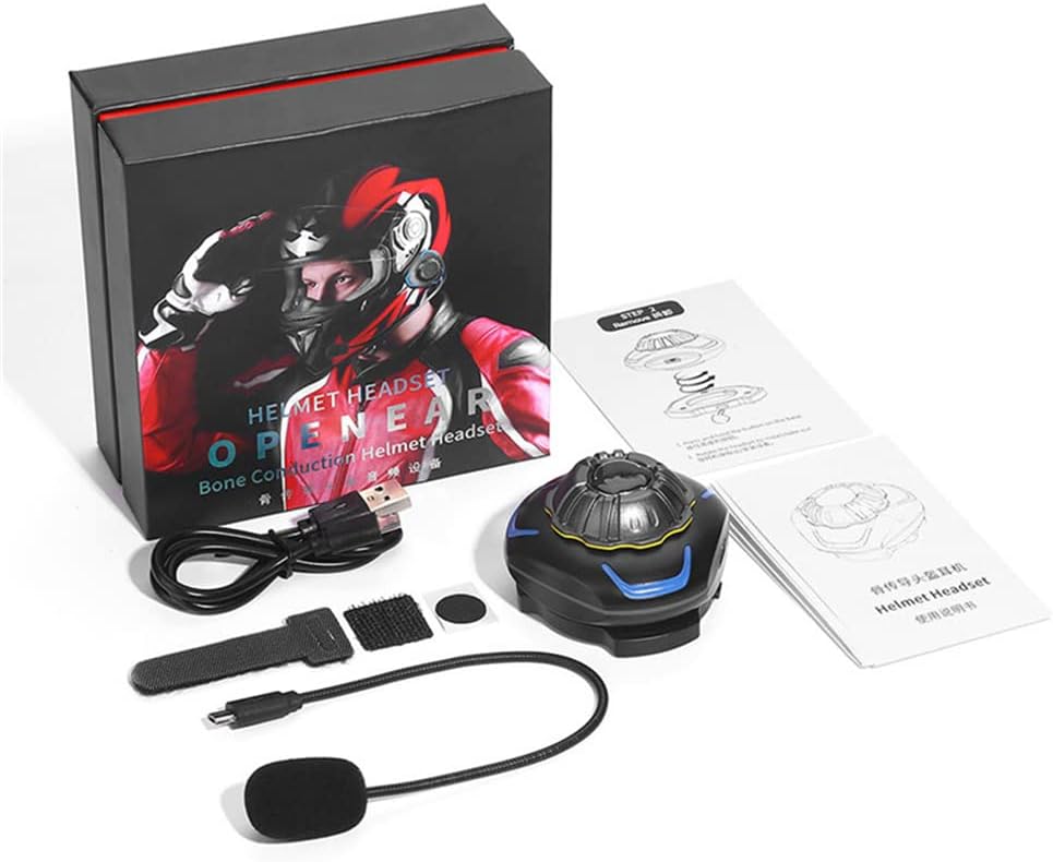 YODZ Bone Conduction Wireless Motorbike Helmet Earphones IP68 Waterproof Bluetooth 5.0 Moto Helmet Headset HiFi Stereo Handsfree with Mic