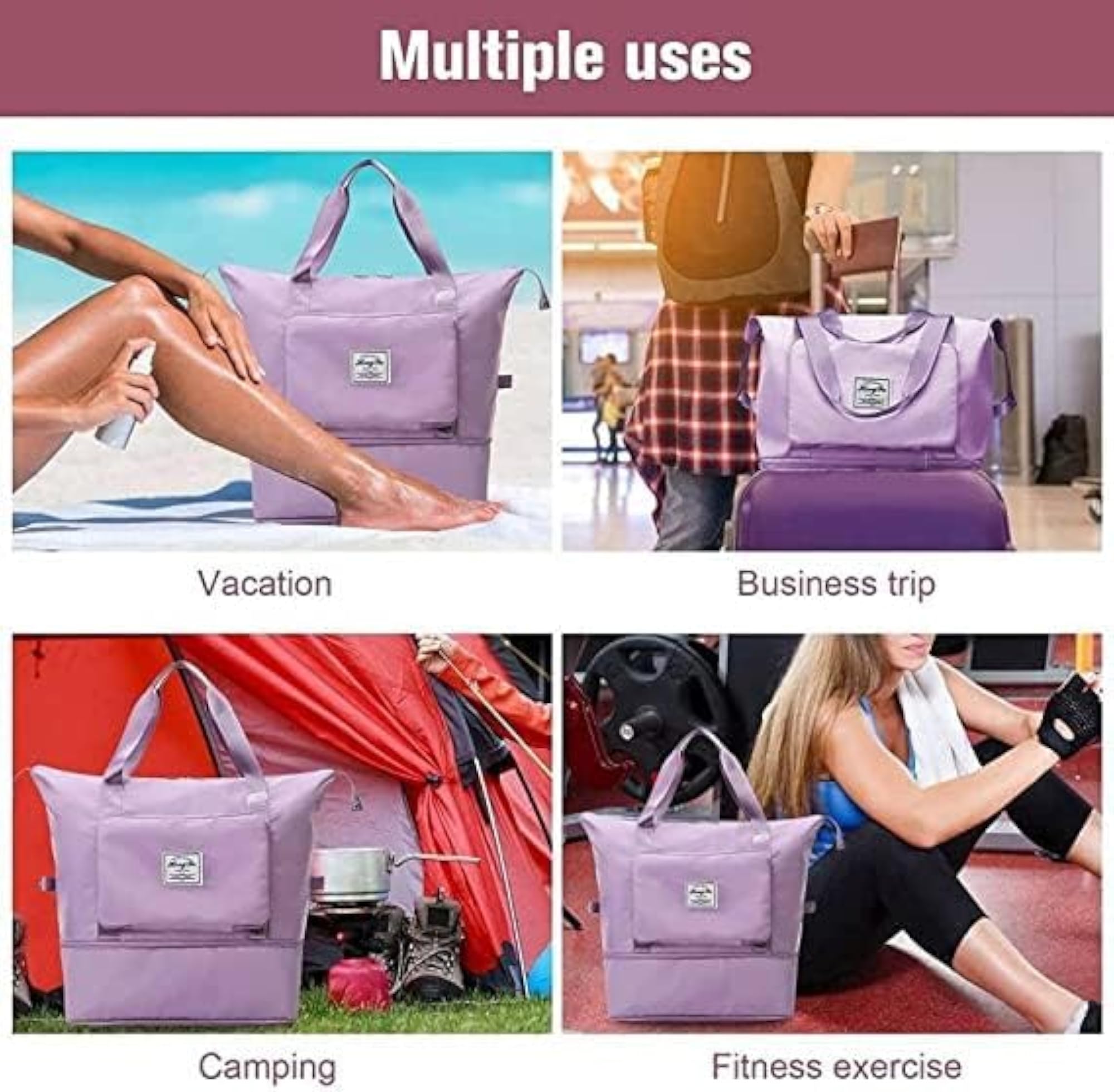 Large Foldable Travel Duffel Bag, Expandable