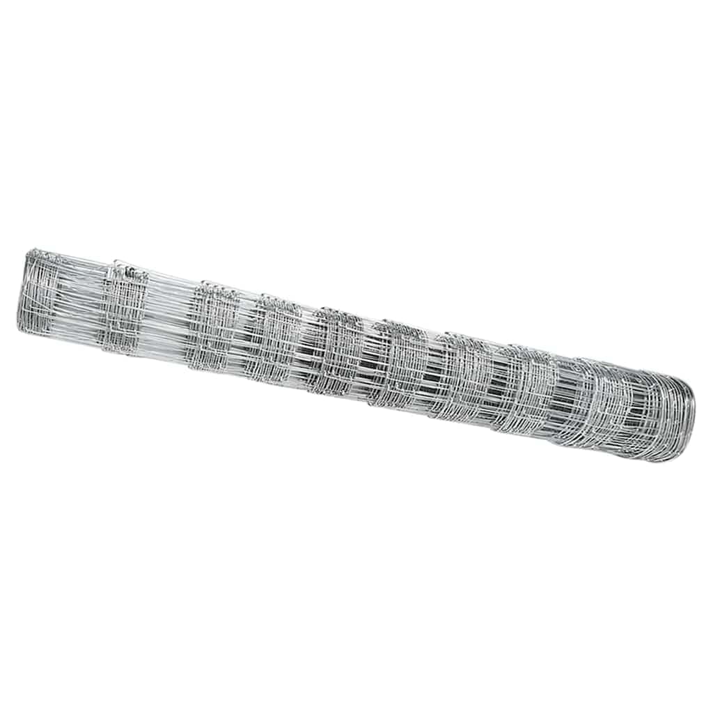 Field Fence Silver 25 x 1 m Galvanised Steel Roll, Heavy Duty Livestock Garden Barrier, Outdoor Perimeter Fence for Farm, Patio & Countryside Landscaping, Corrosion Resistant Rectangular Mesh Panel