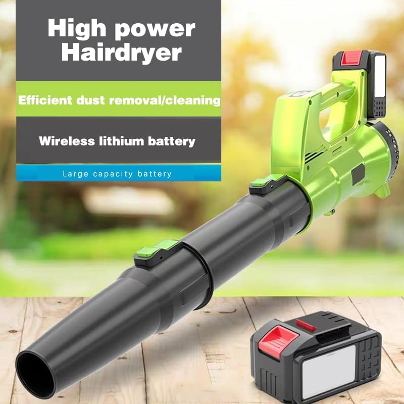 Generic Cordless Leaf Blower, 21V, Lightweight, Battery and Charger Included, Yard Cleaning Kit, Green