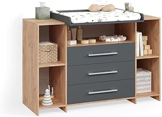 Livinity Wickelkommode Torino, Anthrazit/Sonoma, XL mit Schubladen