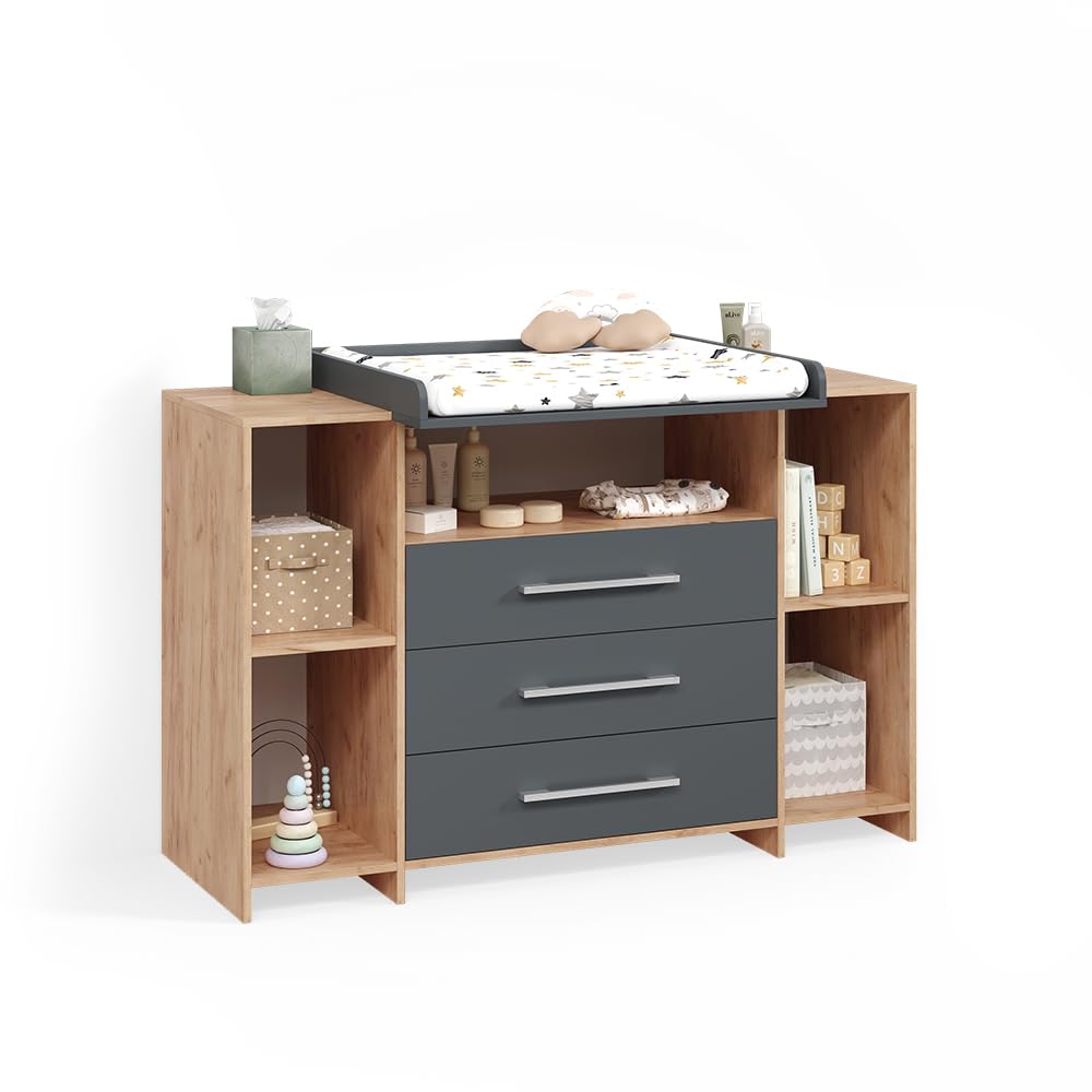 Livinity Commode à Langer Torino, Anthracite/Sonoma, XL avec tiroirs