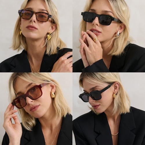 Retro Small Rectangle Sunglasses for Women Men 100% UV Protection Lightweight Retro Vintage Style2