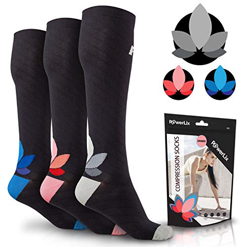 POWERLIX Compression Socks for Women & Men (Pair) 20-30 mmHg, Medical Knee High