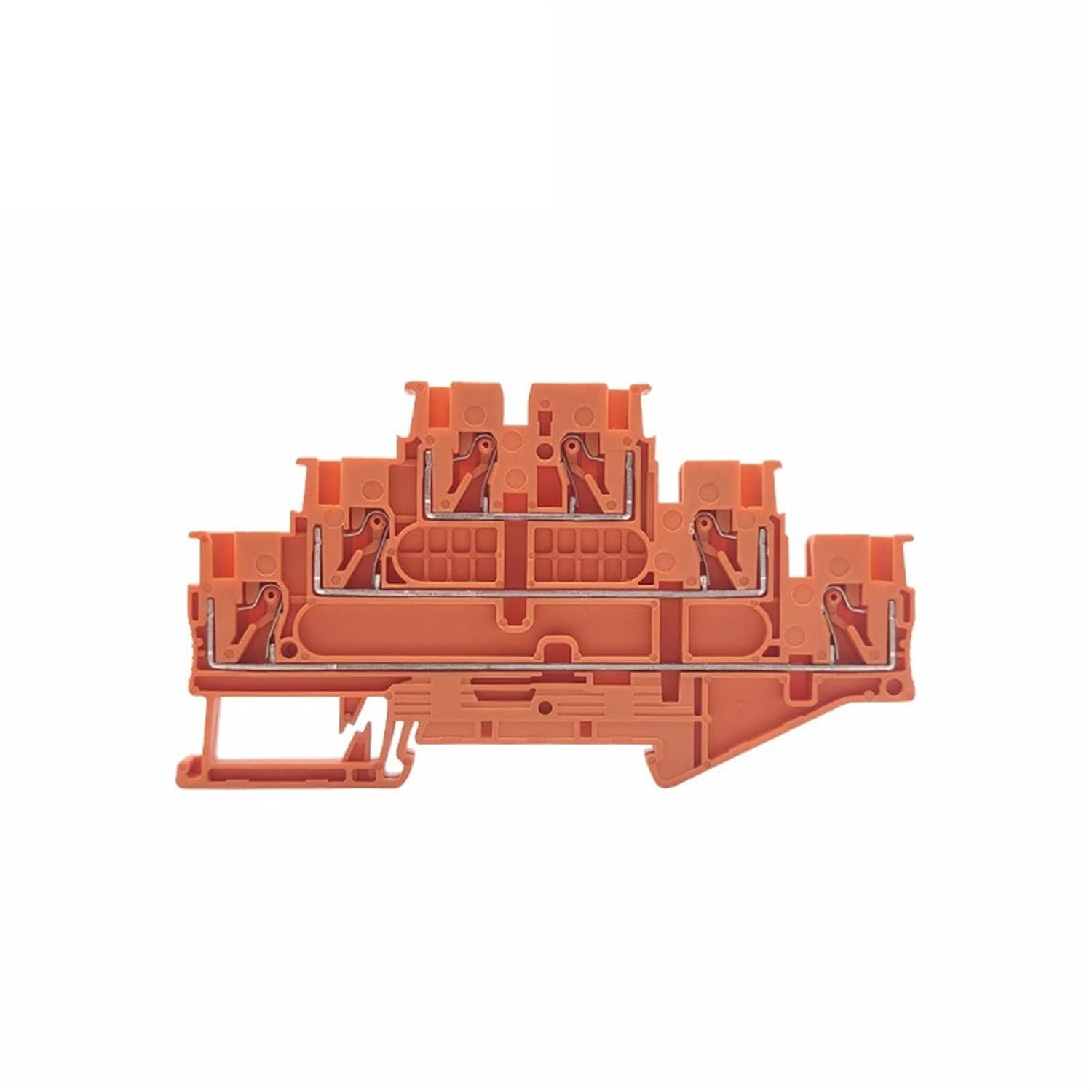 50Pcs PT 2.5-3L 3 Level Wire Electrical Triple Layer Feed Through Electrical Connector Push-in Din Rail Terminal Block PT2.5-3L(Blue)