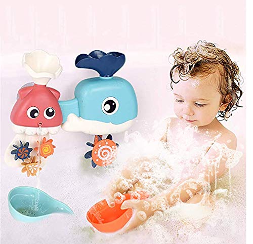Ancaixin Baby Bath Toy Waterfall Tub Games for Toddlers Non Toxic Bathtime Fun Waterstation for 1 Year Old with 2 Cups and 4 Spinning Gears