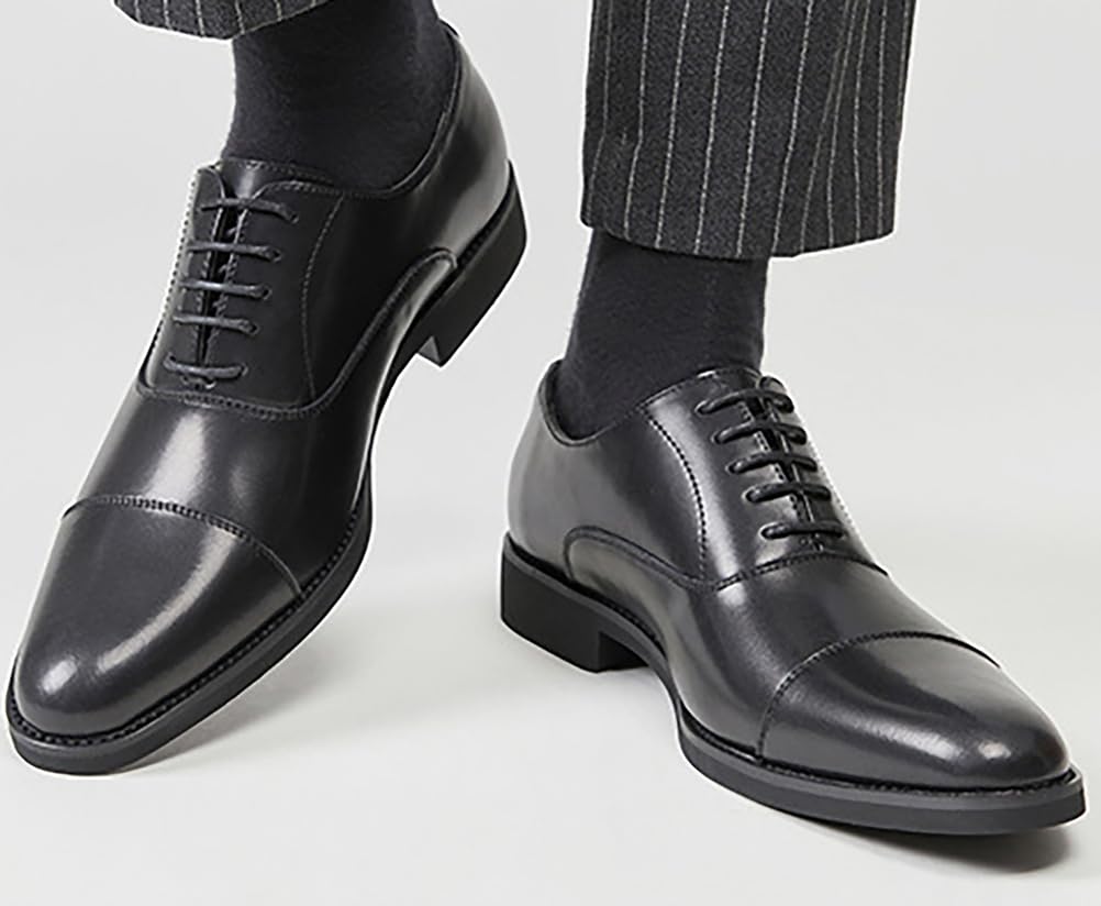 Zapatos de Vestir Formales para Hombre, Oxford Derby para Bodas, oficinas de Negocios, Trabajo, Bailes, clásicos con Cordones Antideslizantes,Negro,43