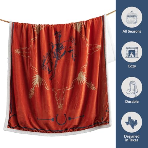 Image of Paseo Road Indigo Hill by HiEnd Accents Marfa 54x68 Orange Throw Blanket