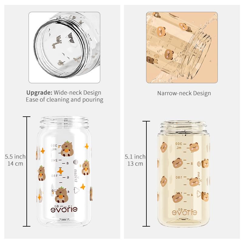 Miniatura 6 de Evorie Tritan - Vaso para sorber con popote a prueba de derrames, 10 onzas para bebés y niños pequeños de 1 a 3 años, botella de agua con pajilla