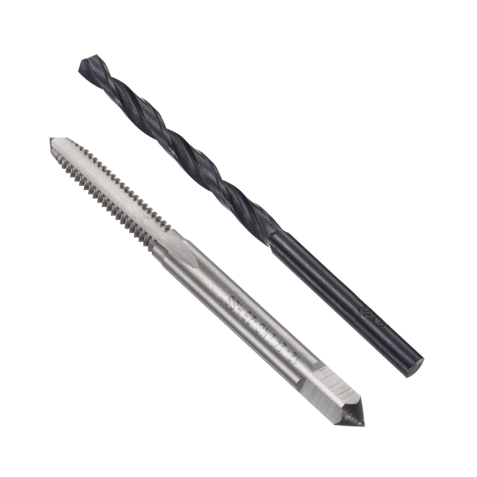 Set di Maschi e Punte da Trapano, Maschio filettato UNC 12-24 e Punta elicoidale in ossido Nero da 11/64", Kit di Utensili per la Riparazione di filettature e Maschi a scanalatura Dritta