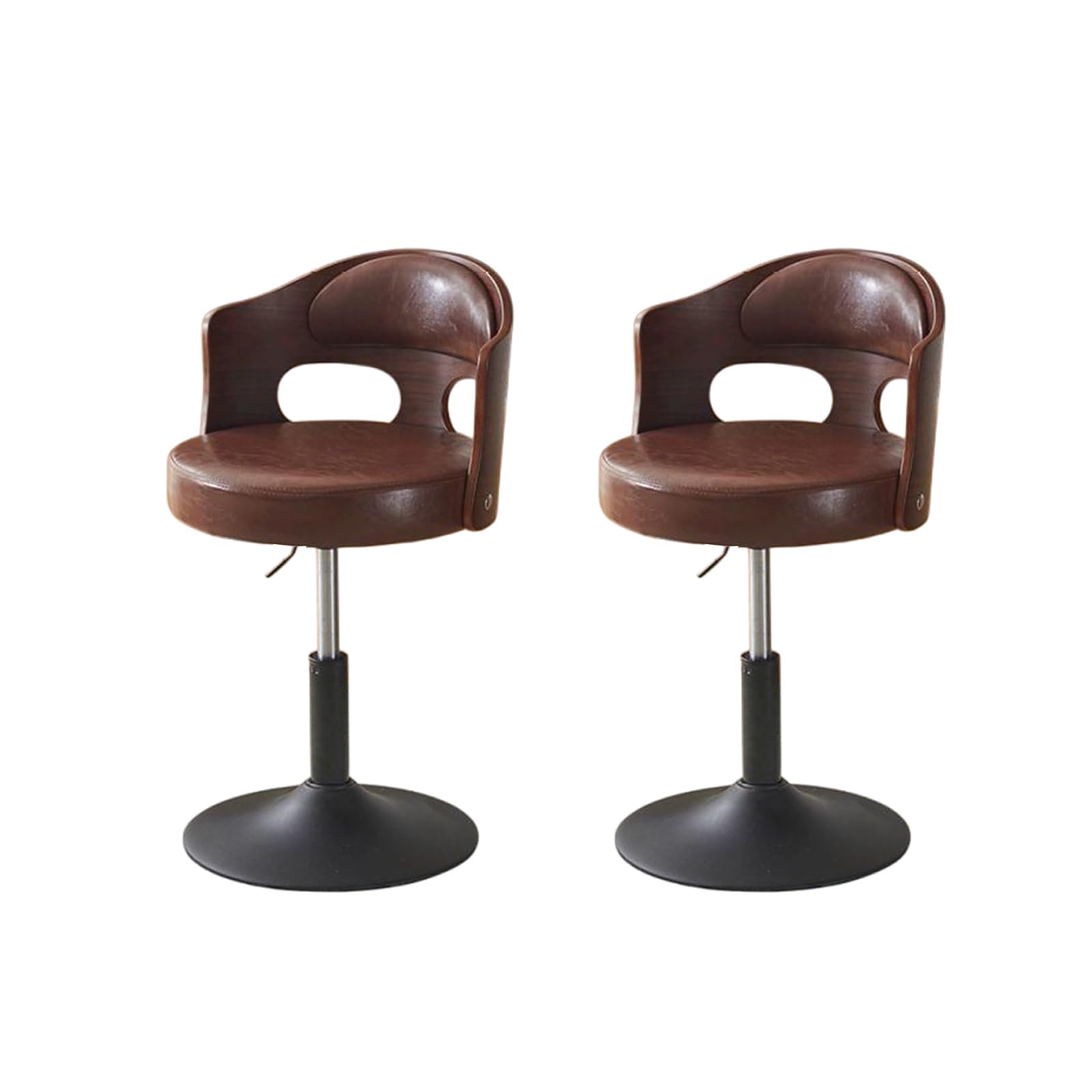 Tabourets de bar marron JATIBOSH avec dossier et hauteur réglable de 40 à 55 cm